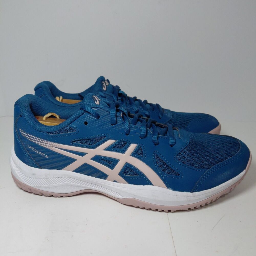 ASICS Upcourt 5 Indoor Court Pickleball Athletic Shoes Blue Pink Women's 8.5